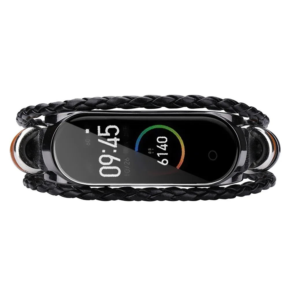 OMESHIN модный кожаный браслет с бусинами плетеный сменный ремешок для Xiaomi Mi Band 4