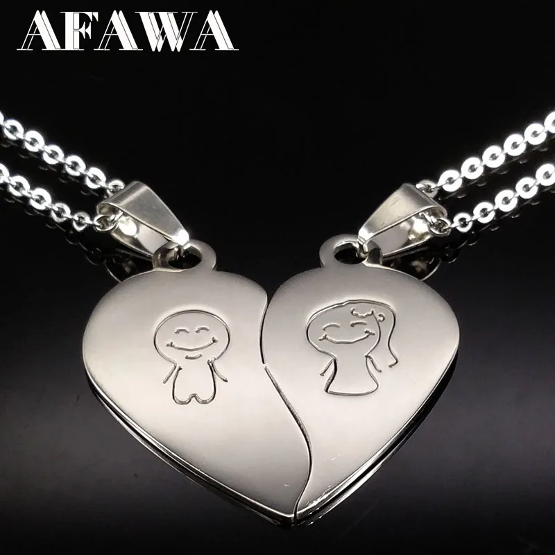 Couple Silver Color Stainless Steel Necklaces for Girl Boy Love Heart Necklaces & Pendants Women Men Jewelry erkek kolye N74166
Couple Silver Color Stainless Steel Necklaces for Girl Boy Love Heart Necklaces & Pendants Women Men Jewelry erkek kolye N74166
