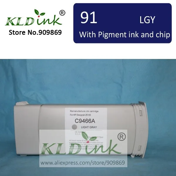 

[KLD Ink] Compatible HP91 C9466A LIGHT GRAY Pigment ink cartridge for Designjet Z6100