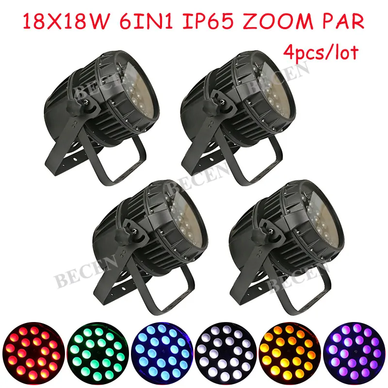 Наружный 18x18 W 6в1 Zoom par light RGBWA UV светодиод сценический par-прожектор 10-60 градусов 4 шт