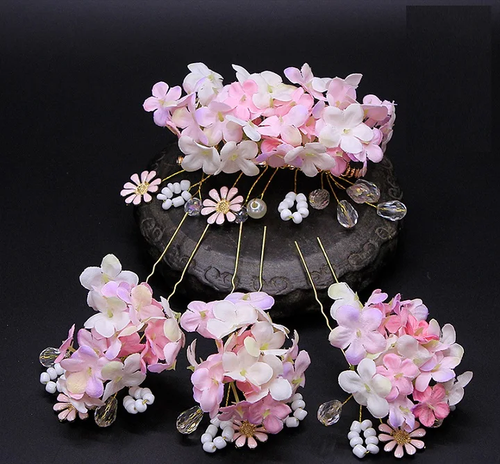 

Multiple Designs Ribbon and Cloth Flowers Hair Clips Hair Pins for Bride Wedding Hanfu Cosplay Kids Daily Wear Hair Accessories