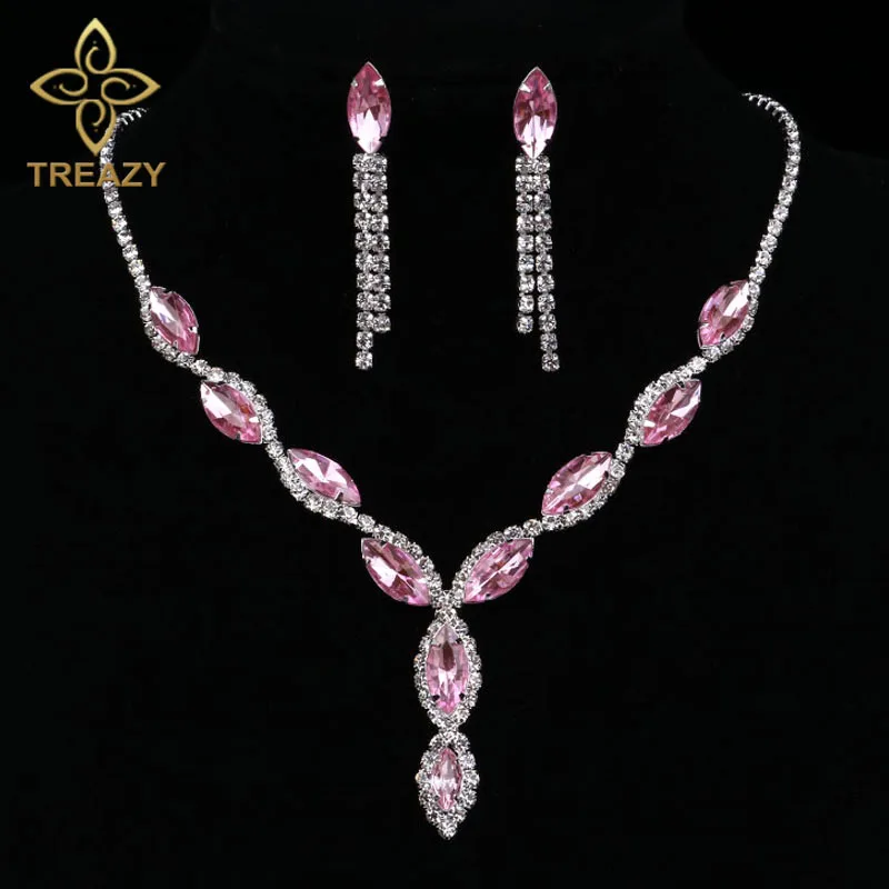 TREAZY Silver Plated Leaf Tassel Wedding Jewelry Sets for Women Charm Pink Crystal Long Necklace Earrings Bridal Jewelry Sets
TREAZY Silver Plated Leaf Tassel Wedding Jewelry Sets for Women Charm Pink Crystal Long Necklace Earrings Bridal Jewelry Sets