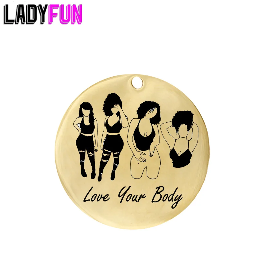 Ladyfun Customizable Stainless Steel Charm Love Your Body Pendant Black Afro Women Charms For DIY Jewelry Making
Ladyfun Customizable Stainless Steel Charm Love Your Body Pendant Black Afro Women Charms For DIY Jewelry Making