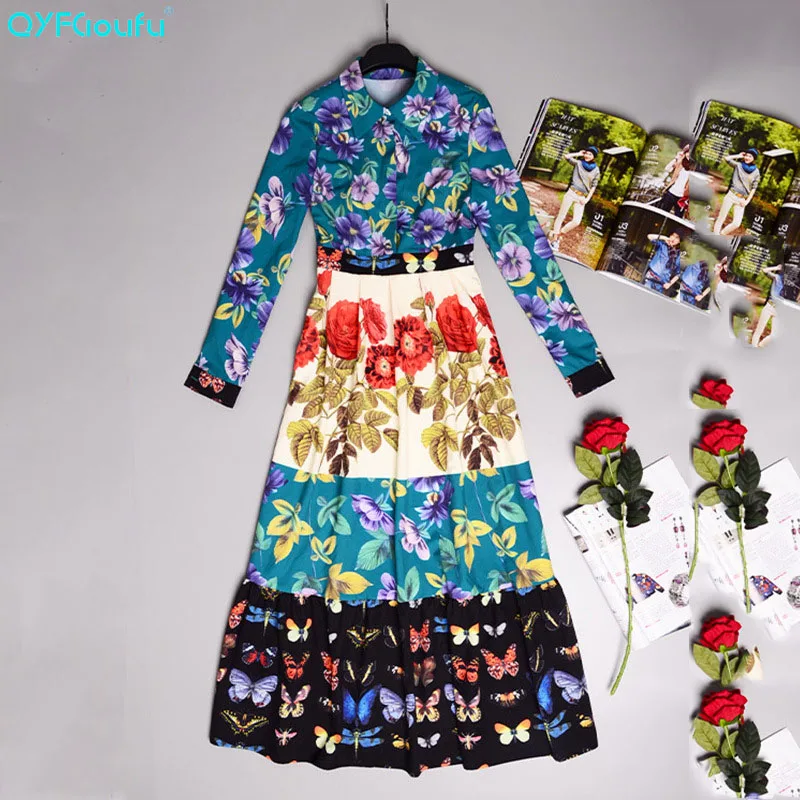 QYFCIOUFU 2018 Summer High Quality Plus Size Women Maxi Dress Casual Designer Runway Butterfly Floral Print Long Sleeve Dress
QYFCIOUFU 2018 Summer High Quality Plus Size Women Maxi Dress Casual Designer Runway Butterfly Floral Print Long Sleeve Dress