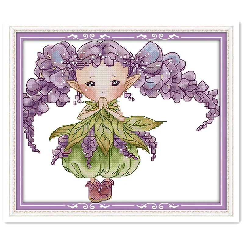 Flower Elf of Purple Lilies Paiting Wall Decor Cross-stitch Chinese Counted Cross Stitch Patterns Kits 11CT Printed On Canvas
Flower Elf of Purple Lilies Paiting Wall Decor Cross-stitch Chinese Counted Cross Stitch Patterns Kits 11CT Printed On Canvas