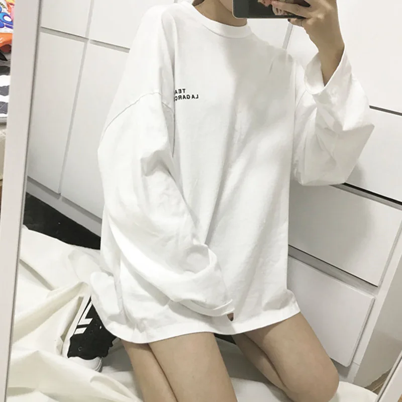 2019 Solid Color T Shirt Spring Harajuku Female Shirt Long Sleeve BF Style Oversize Tshirts Woman Korean Tops Tee Feminine
2019 Solid Color T Shirt Spring Harajuku Female Shirt Long Sleeve BF Style Oversize Tshirts Woman Korean Tops Tee Feminine