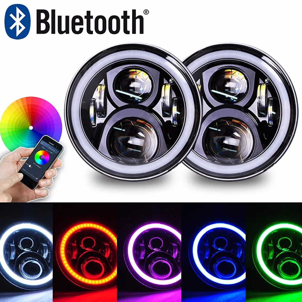 Pair 7" LED Headlights Bulb RGB Halo Angel Eye with Bluetooth Remote for 1997~2016 Jeep Wrangler JK LJ CJ Hummer H1 H2 Headlamp
Pair 7" LED Headlights Bulb RGB Halo Angel Eye with Bluetooth Remote for 1997~2016 Jeep Wrangler JK LJ CJ Hummer H1 H2 Headlamp