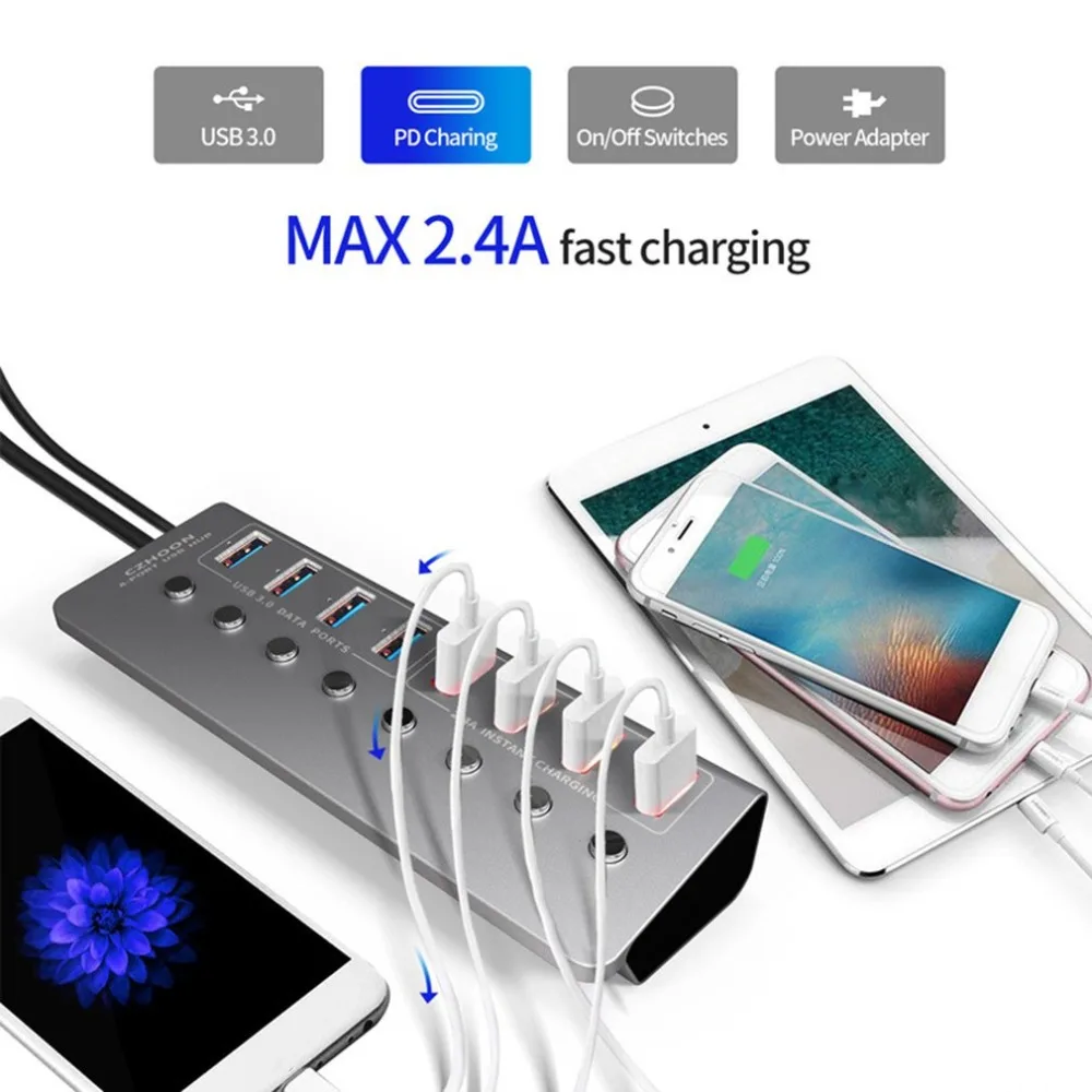 CZH-T292 8 in 1 USB 3.0 Divider Docking Station 2.4A 8 Ports 3.0 Hub Adapter Dock High Definition Hub
CZH-T292 8 in 1 USB 3.0 Divider Docking Station 2.4A 8 Ports 3.0 Hub Adapter Dock High Definition Hub
