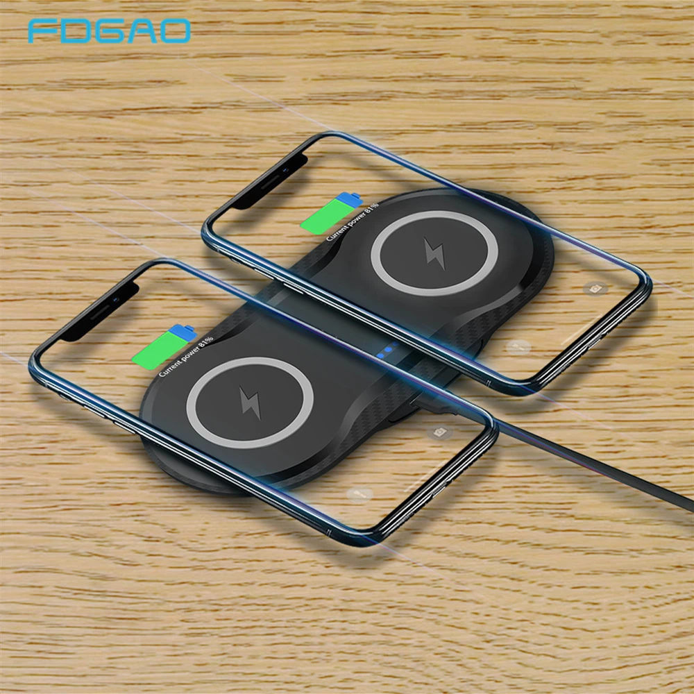 FDGAO Dual QI Wireless Charger For iPhone XS Max XR X 8 Samsung S10 S9 S8 Note 9 8 Xiaomi mi9 Desktop Charging Pad Dock Station
FDGAO Dual QI Wireless Charger For iPhone XS Max XR X 8 Samsung S10 S9 S8 Note 9 8 Xiaomi mi9 Desktop Charging Pad Dock Station