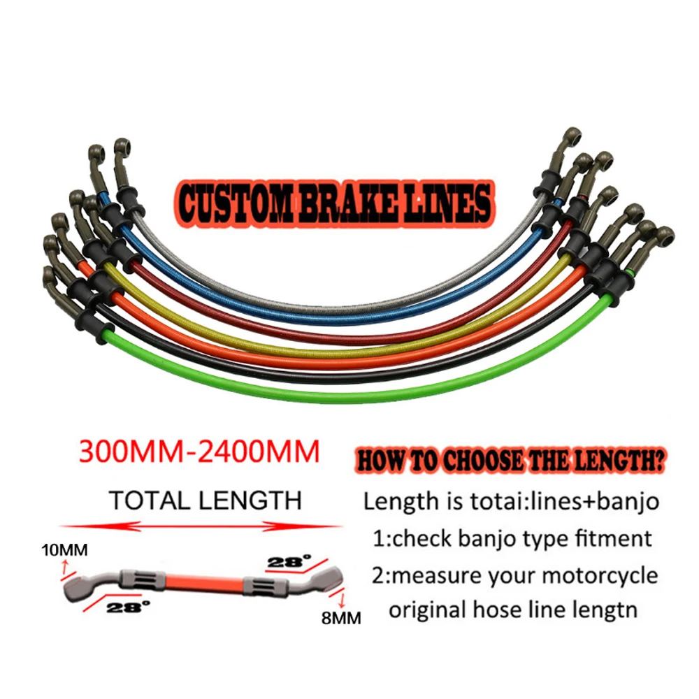 Motorcycle 400mm-2000mm Braided Steel Hydraulic Reinforced Brake Clutch Radiator Oil Cooler Hose Line Pipe Tube 28 Degree Banjo
Motorcycle 400mm-2000mm Braided Steel Hydraulic Reinforced Brake Clutch Radiator Oil Cooler Hose Line Pipe Tube 28 Degree Banjo