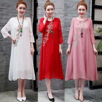 Free shipping 2019 new Ethnic style embroidery women dress cotton & hemp ladies dress seven-sleeve long Dress fake-two
Free shipping 2019 new Ethnic style embroidery women dress cotton & hemp ladies dress seven-sleeve long Dress fake-two