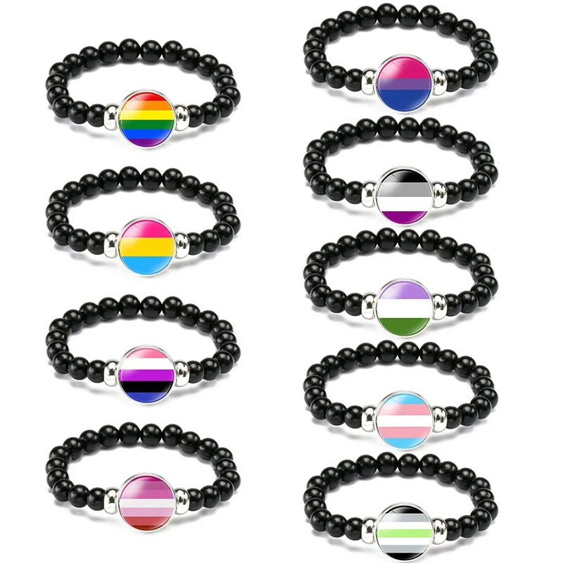 9 Style Gay Pride Glass Buckle Charm Bracelet Rainbow Flag Gay Jewelry Handmade DIY Beaded Weave Black Bracelet
9 Style Gay Pride Glass Buckle Charm Bracelet Rainbow Flag Gay Jewelry Handmade DIY Beaded Weave Black Bracelet
