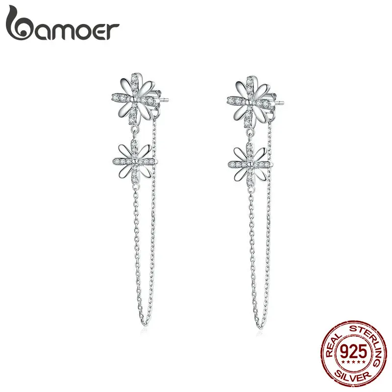 BAMOER Daisy Drop Earrings for Girl Sterling Silver 925 Crystal Flower Dangle Chain Earring Female 2019 Mode Brincos BSE089
BAMOER Daisy Drop Earrings for Girl Sterling Silver 925 Crystal Flower Dangle Chain Earring Female 2019 Mode Brincos BSE089