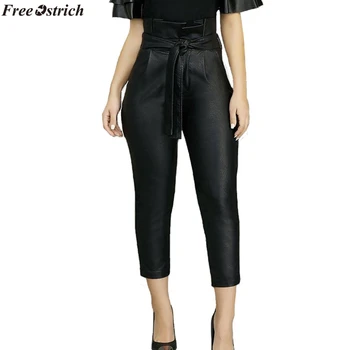 FREE OSTRICH PU Leather Trousers For Women Ruffle High Waist Bandage Ankle Length Pants Female 2019 Spring Korean Fashion New
FREE OSTRICH PU Leather Trousers For Women Ruffle High Waist Bandage Ankle Length Pants Female 2019 Spring Korean Fashion New