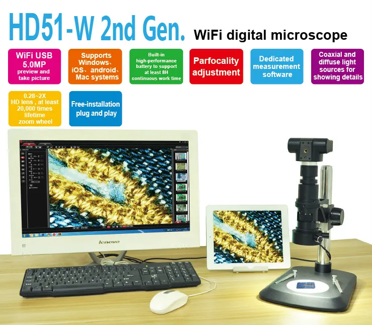 5MP HD Wireless WIFI Digital microscope USB Video camera Electronic Eyepiece electron microscope for monocular stereo microscope
5MP HD Wireless WIFI Digital microscope USB Video camera Electronic Eyepiece electron microscope for monocular stereo microscope