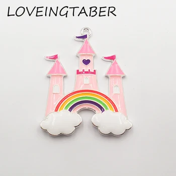 Newest Design 50mm*42mm 10pcs /lot Silvery Princess Castle with Rainbow Enamel Pendant For Fashion Jewelry Making
Newest Design 50mm*42mm 10pcs /lot Silvery Princess Castle with Rainbow Enamel Pendant For Fashion Jewelry Making