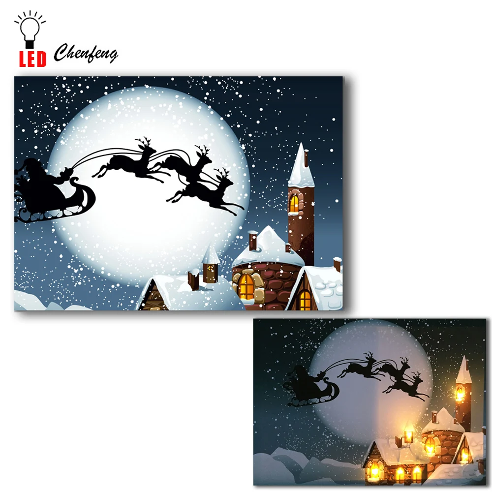 Led canvas printing wall decorative Christmas Reindeer Sleigh Paintings on Canvas light up posters and print big size gift
Led canvas printing wall decorative Christmas Reindeer Sleigh Paintings on Canvas light up posters and print big size gift