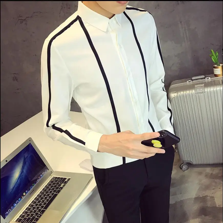 S-5xl 2020 New Fashion Bar Dj Shirt Nightclub Slim Trend Men's Long-sleeved Shirt Korean Version Of The Stripe Handsome Clothes
S-5xl 2020 New Fashion Bar Dj Shirt Nightclub Slim Trend Men's Long-sleeved Shirt Korean Version Of The Stripe Handsome Clothes