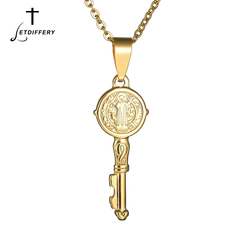 Letdiffery Gold Color Saint Benedict Medal Key Necklace & Pendant For Men Stainless Steel Catholic Cross Key Jewelry
Letdiffery Gold Color Saint Benedict Medal Key Necklace & Pendant For Men Stainless Steel Catholic Cross Key Jewelry