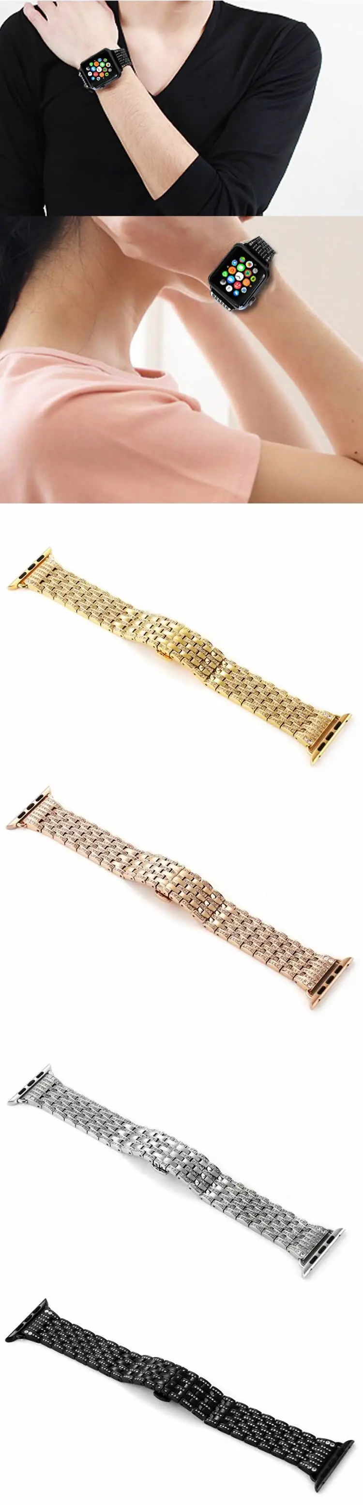 1 Crystal Rhinestone Diamond Watch Band Luxury Men's Watch Strap Women's Bracelet (4)