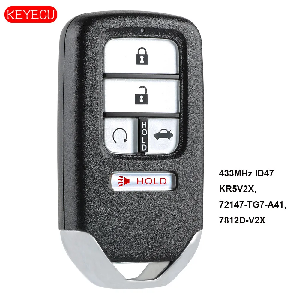 Keyecu Replacement Smart Remote Key Fob 433MHz ID47 Chip 5 Button for Honda Civic 2016-2018 - KR5V2X
Keyecu Replacement Smart Remote Key Fob 433MHz ID47 Chip 5 Button for Honda Civic 2016-2018 - KR5V2X