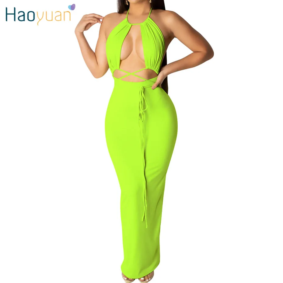 HAOYUAN Neon Sexy Maxi Dress Summer Clothes for Women Vestidos Bandage Sundress Off Shoulder Halter Backless Party Club Dresses
HAOYUAN Neon Sexy Maxi Dress Summer Clothes for Women Vestidos Bandage Sundress Off Shoulder Halter Backless Party Club Dresses