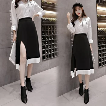 2018 Autumn New Patchwork Irregular Split Saia Midi Knitted Thin Chic Skirts Womens Temperament Fashion Wild Faldas Mujer
2018 Autumn New Patchwork Irregular Split Saia Midi Knitted Thin Chic Skirts Womens Temperament Fashion Wild Faldas Mujer