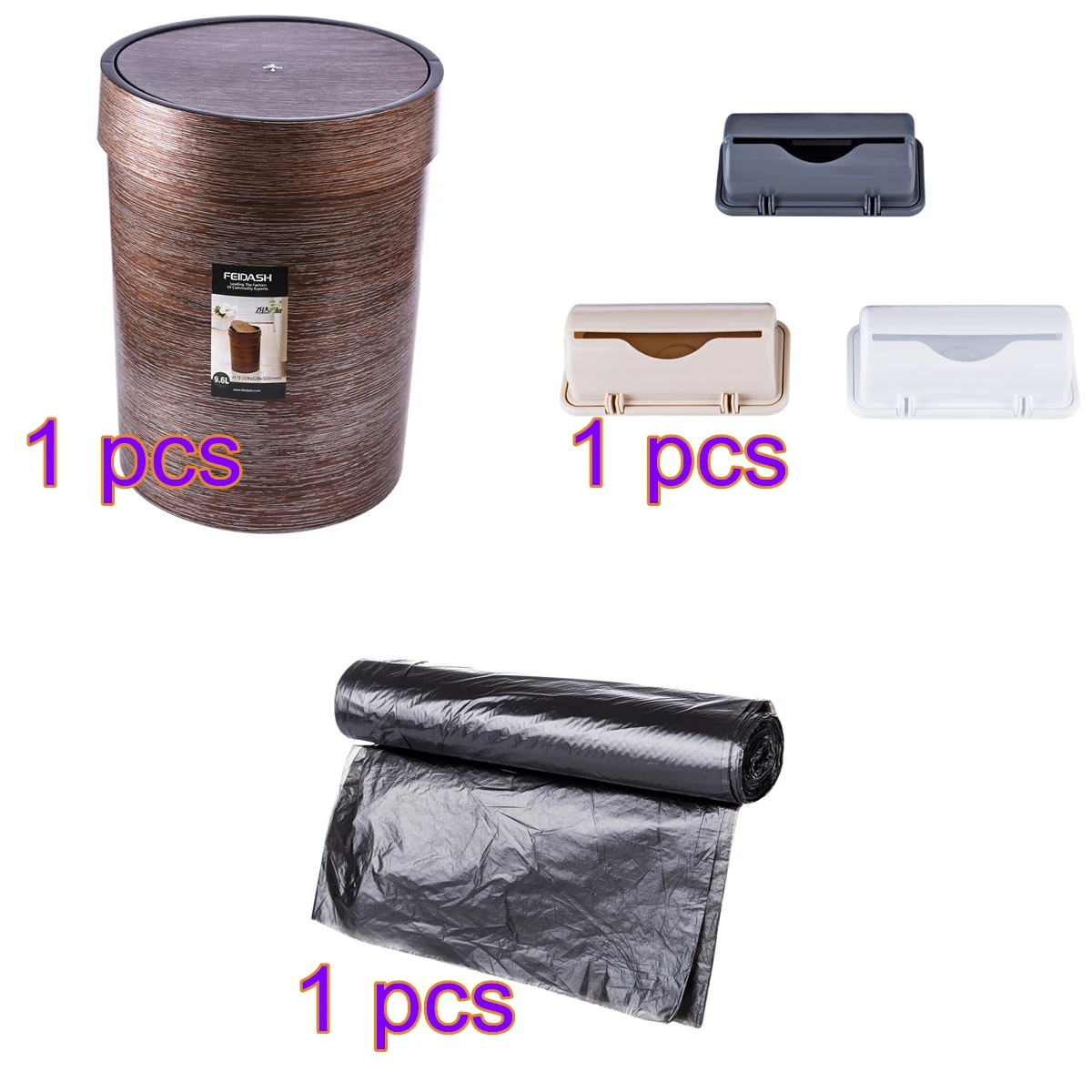 9.6L Household Set Imitation Wood Grain Plastic Trash Can + 1pcs Garbage Bag Storage Box + 15Pcs 50 X 46cm Garbage Bags
9.6L Household Set Imitation Wood Grain Plastic Trash Can + 1pcs Garbage Bag Storage Box + 15Pcs 50 X 46cm Garbage Bags