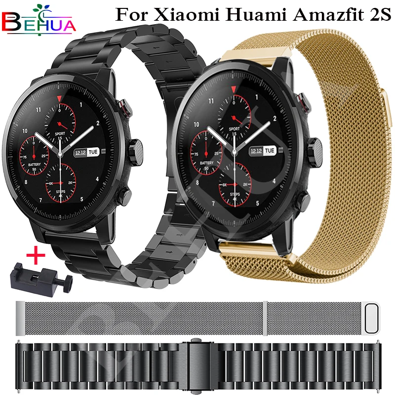 22 мм металлический ремешок из нержавеющей стали для Xiaomi Huami Amazfit Pace Stratos 2/2S браслет