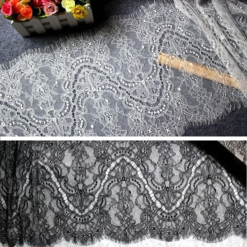 6M/Lot Eyelash Lace Fabric 30cm DIY Decorative High Quality Soft Off White Black Nylon Eyelash Lace Trim Wedding Dress Fabric
6M/Lot Eyelash Lace Fabric 30cm DIY Decorative High Quality Soft Off White Black Nylon Eyelash Lace Trim Wedding Dress Fabric