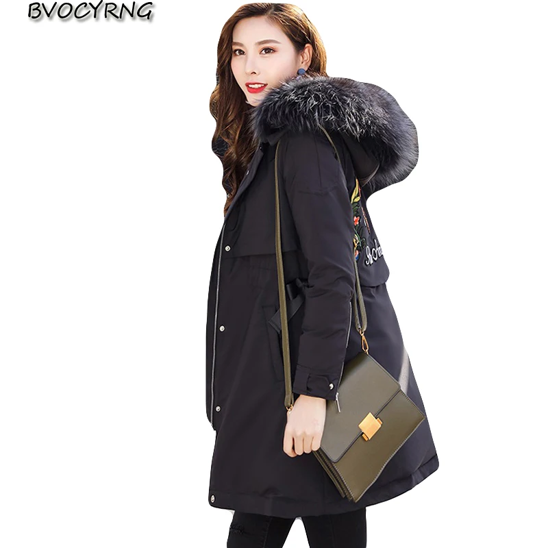 New Fashion Big fur collar Winter Jacket Women Warm Winter Parkas Embroidery Women's Coat High-quality Down Cotton Padded Parkas 
New Fashion Big fur collar Winter Jacket Women Warm Winter Parkas Embroidery Women's Coat High-quality Down Cotton Padded Parkas