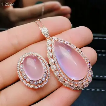MeiBaPJ Natural High Quality Pink Big Rose Quartz Gemstone Fine Jewelry Set 925 Pure Silver Necklace and Ring Suit for Women
MeiBaPJ Natural High Quality Pink Big Rose Quartz Gemstone Fine Jewelry Set 925 Pure Silver Necklace and Ring Suit for Women
