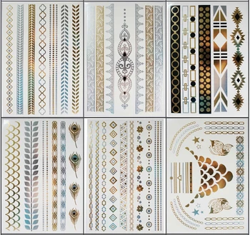 6sheets Geometry Chain Gold Tattoo Metallic Flash Tattoo Change Color Metal Tatoo Sticker Temporary Body Art for Women
6sheets Geometry Chain Gold Tattoo Metallic Flash Tattoo Change Color Metal Tatoo Sticker Temporary Body Art for Women