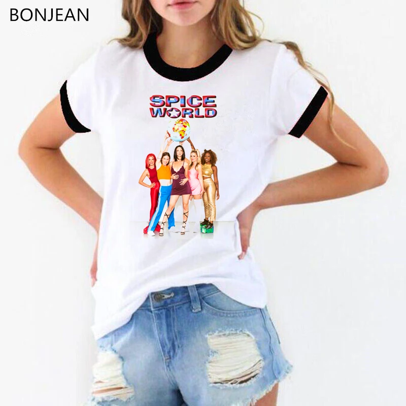 Футболка женская с надписью Spice world Модный Графический Топ для девушек и женщин в