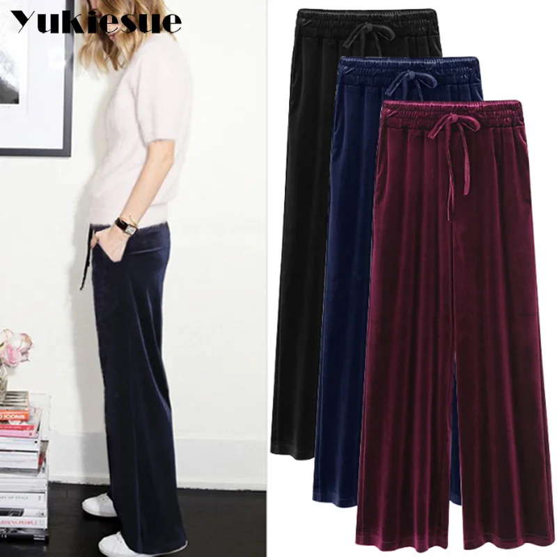 Velvet Palazzo Wide Leg Pants Women High Waist elastic drawstring Big Size Loose Trousers Famale Autumn Winter Clothing 5XL 6XL
Velvet Palazzo Wide Leg Pants Women High Waist elastic drawstring Big Size Loose Trousers Famale Autumn Winter Clothing 5XL 6XL