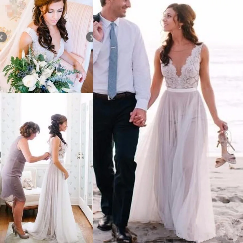2020 Summer Beach A Line Wedding Dresses Illusion Bodice Lace V Neck Covered Buttons Back Modern Boho Bridal Wedding Gowns
2020 Summer Beach A Line Wedding Dresses Illusion Bodice Lace V Neck Covered Buttons Back Modern Boho Bridal Wedding Gowns