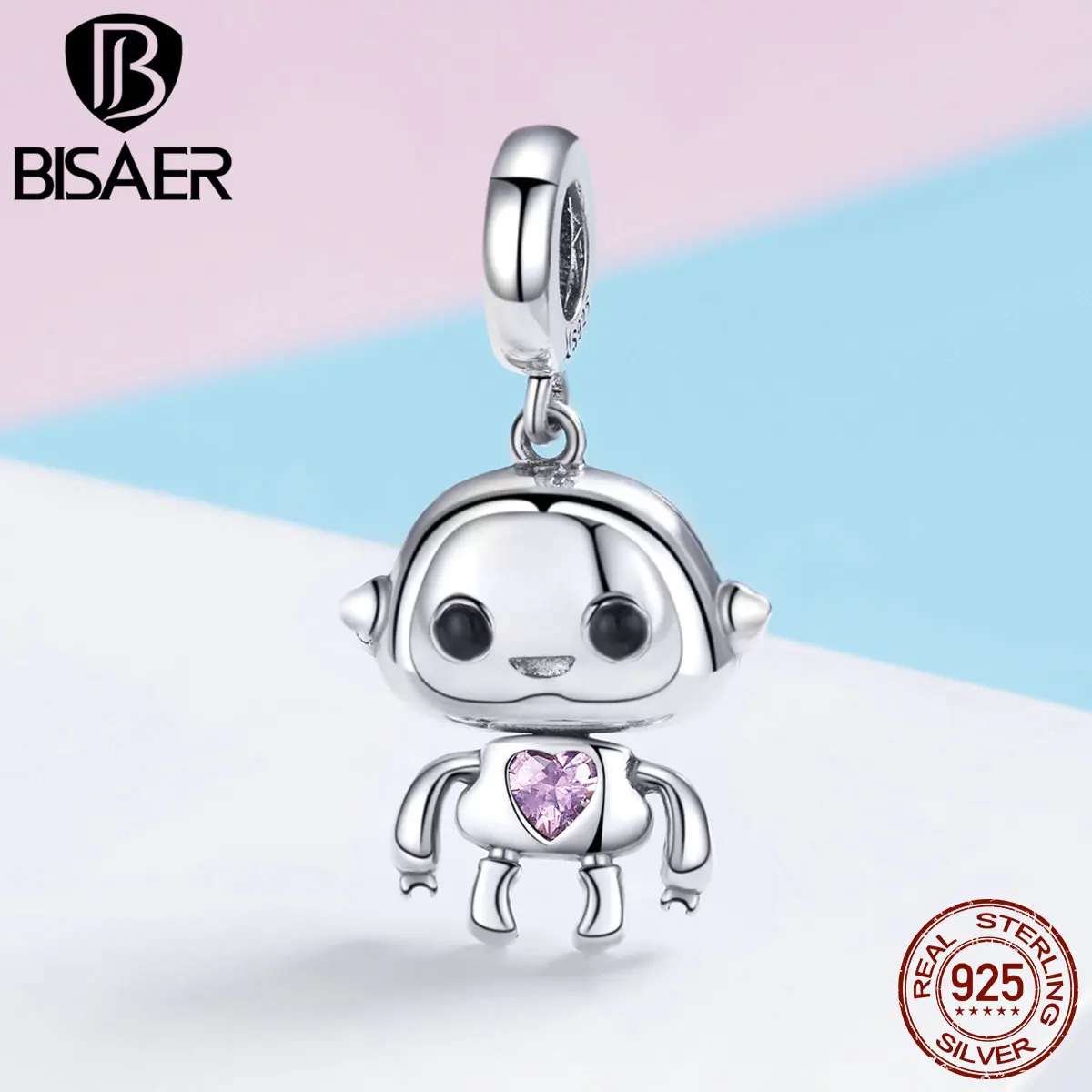 BISAER 925 Sterling Silver Pink Crystal Roboe AI Pendant Charms fit for Women Original Bracelet and Necklace Fine Jewelry GXC924
BISAER 925 Sterling Silver Pink Crystal Roboe AI Pendant Charms fit for Women Original Bracelet and Necklace Fine Jewelry GXC924
