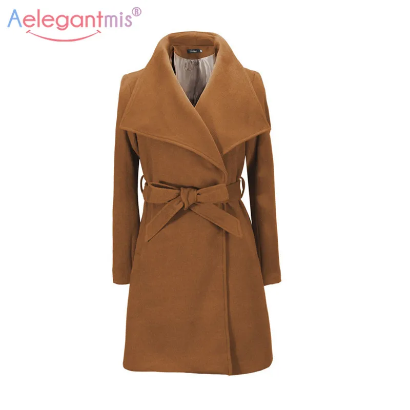 Aelegantmis 2018 Autumn Winter Woman Wool Coat Long Blend Coats Women Fashion Turn-down Collar Trench Coat Khaki With Belt
Aelegantmis 2018 Autumn Winter Woman Wool Coat Long Blend Coats Women Fashion Turn-down Collar Trench Coat Khaki With Belt