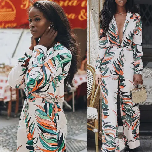 Fashion Women Floral Summer Jumpsuit Ladies Bodycon Floral Plunging Playsuit Long Sleeves Long Pants Fashion Party Romper
Fashion Women Floral Summer Jumpsuit Ladies Bodycon Floral Plunging Playsuit Long Sleeves Long Pants Fashion Party Romper