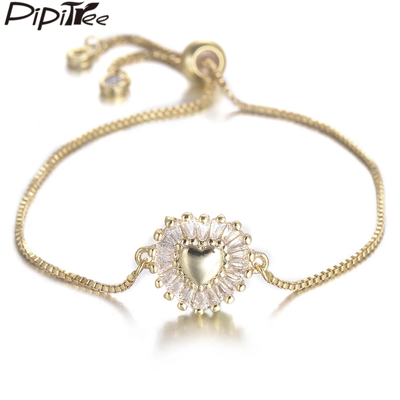 Pipitree CZ Heart Bracelet Femme Slider Chain Princess Cut Cubic Zircon Charm Bracelets & Bangles for Women Wedding Jewelry Gift
Pipitree CZ Heart Bracelet Femme Slider Chain Princess Cut Cubic Zircon Charm Bracelets & Bangles for Women Wedding Jewelry Gift