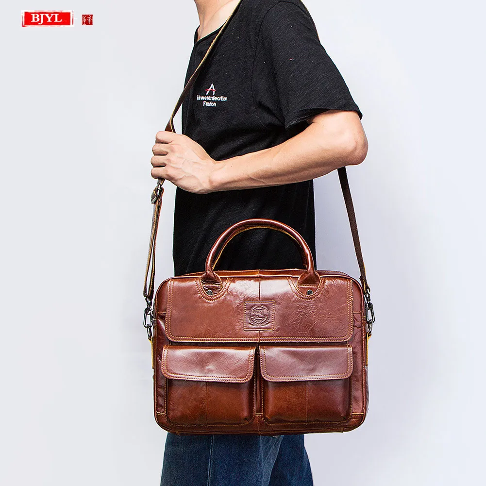 Genuine Leather men's handbags first layer leather business laptop briefcase crossbody bag brown leather shoulder messenger bags
Genuine Leather men's handbags first layer leather business laptop briefcase crossbody bag brown leather shoulder messenger bags