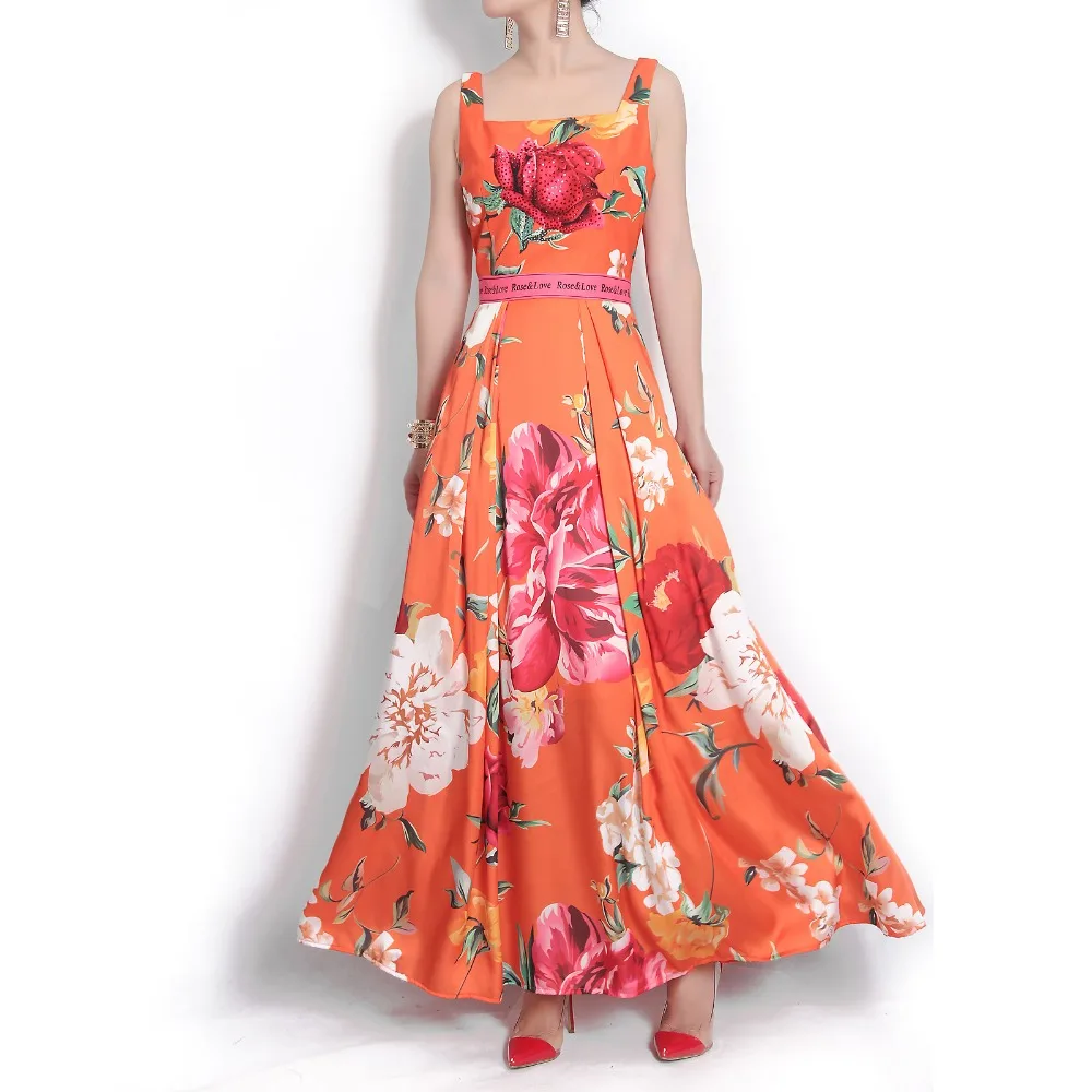 High-quality 2019 designer fashion summer long dress Women's Spaghetti Strap rose peony Print Crystal beach holidays Maxi dress
High-quality 2019 designer fashion summer long dress Women's Spaghetti Strap rose peony Print Crystal beach holidays Maxi dress