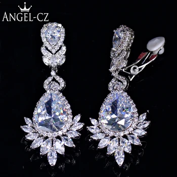 ANGELCZ Gorgeous Bridal Accessories Big Teardrop Dangle CZ Non Pierced Hole Clip On Earrings Jewelry With Marquise Crystal AE213
ANGELCZ Gorgeous Bridal Accessories Big Teardrop Dangle CZ Non Pierced Hole Clip On Earrings Jewelry With Marquise Crystal AE213