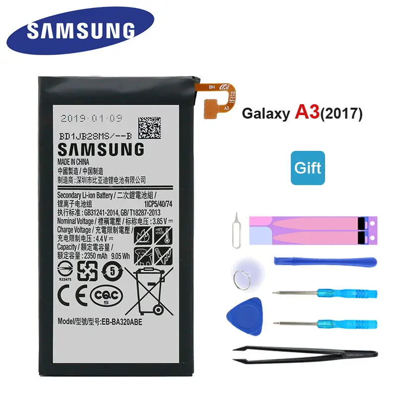 Samsung Original Battery For Samsung Galaxy A3 2017 SM-A320 A320F Replacement Phone Battery 2300mAh EB-BA310ABE Free Tools Gifts
Samsung Original Battery For Samsung Galaxy A3 2017 SM-A320 A320F Replacement Phone Battery 2300mAh EB-BA310ABE Free Tools Gifts