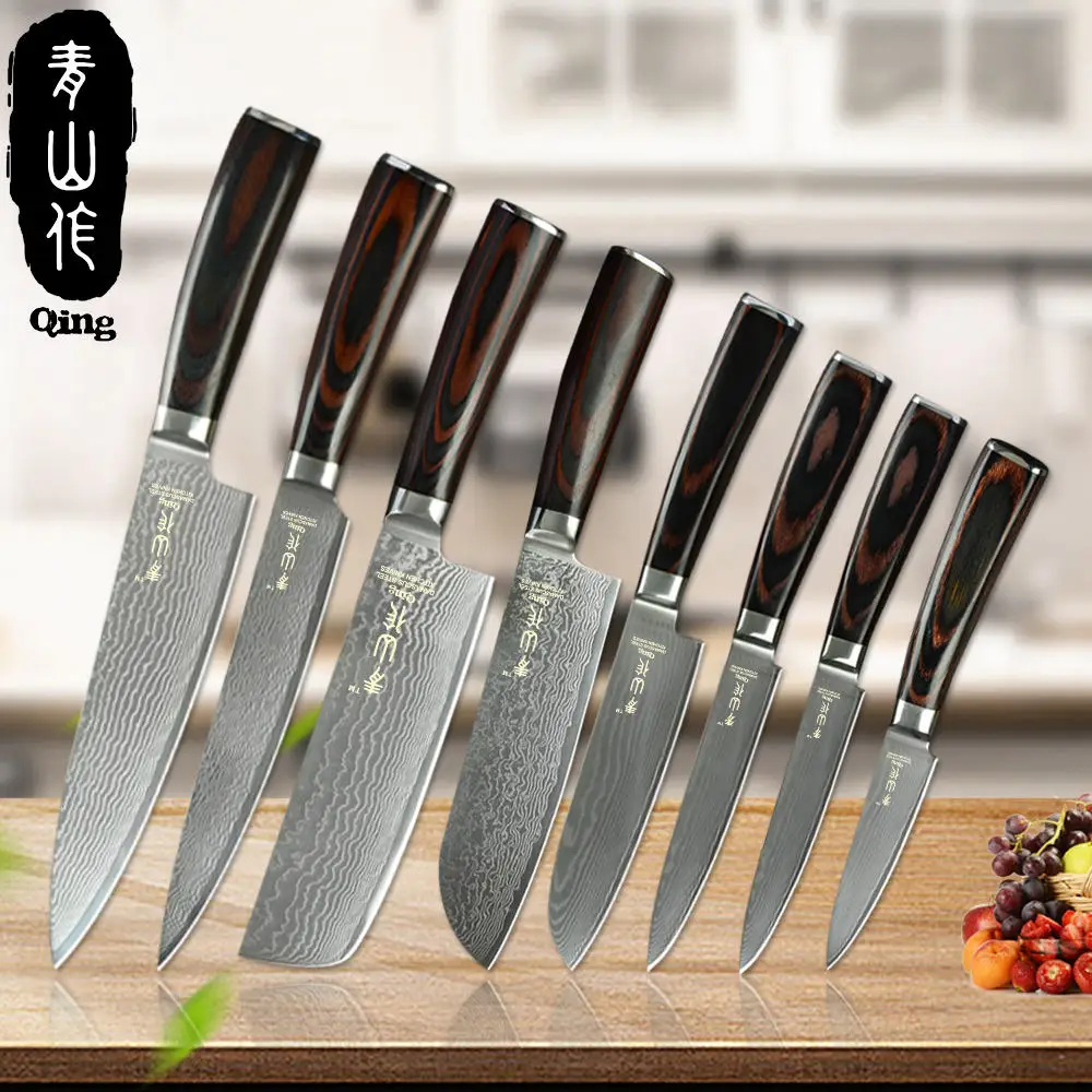 Qing VG10 Damascus Steel Knife High Quality Damascus Kitchen Knives Color Wood Handle 73 Layers Of Damascus Knife Cooking Tool
Qing VG10 Damascus Steel Knife High Quality Damascus Kitchen Knives Color Wood Handle 73 Layers Of Damascus Knife Cooking Tool