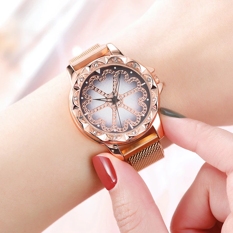 Lucky Mesh Band Magnet Clasp Quartz Wrist Watch Flower Rhinestone Strike Watch Women's Watches Quartz Wristwatches For Female
Lucky Mesh Band Magnet Clasp Quartz Wrist Watch Flower Rhinestone Strike Watch Women's Watches Quartz Wristwatches For Female