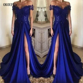 Royal Blue Prom Dresses 2019 High Split Off Shoulder Saudi Arabia Evening Party Gowns vestidos de fiesta robe de soiree jurken
Royal Blue Prom Dresses 2019 High Split Off Shoulder Saudi Arabia Evening Party Gowns vestidos de fiesta robe de soiree jurken