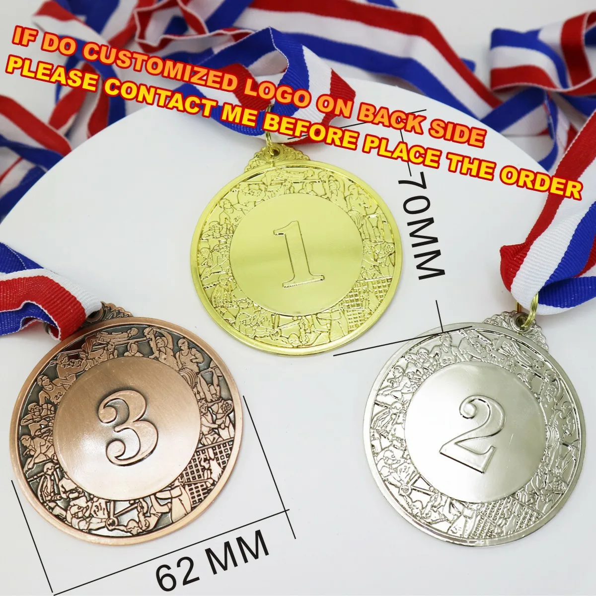 Number Medals with Engrave Your LOGO on Back Side ,1set Contain 1pcs NO.1 Medal and 1pcs NO.2 Medal and 1pcs NO.3 Medal
Number Medals with Engrave Your LOGO on Back Side ,1set Contain 1pcs NO.1 Medal and 1pcs NO.2 Medal and 1pcs NO.3 Medal