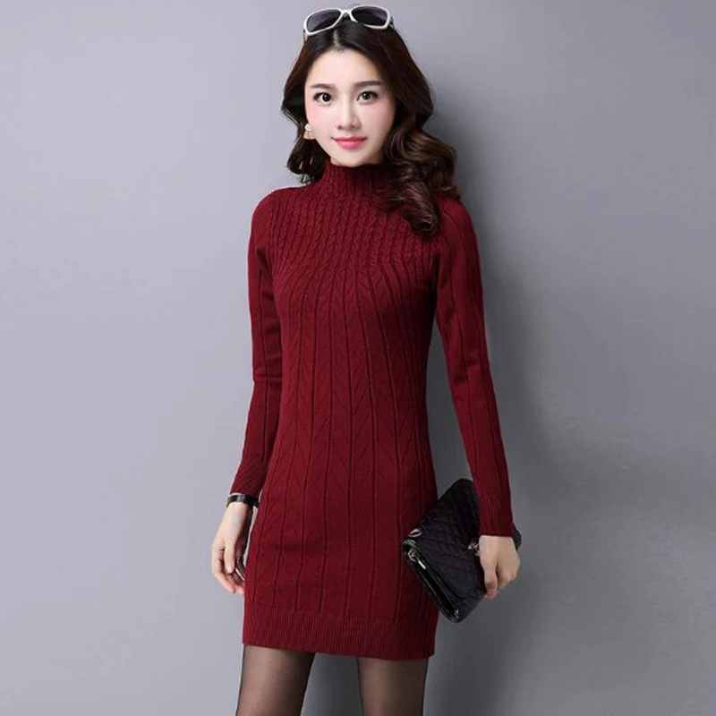 Winter Sexy Plus Size 3XL Dress Women Tunic Knitting Autumn Turtleneck Sweater Dress Slim Warm Long Sleeve Basic Sweater LM046
Winter Sexy Plus Size 3XL Dress Women Tunic Knitting Autumn Turtleneck Sweater Dress Slim Warm Long Sleeve Basic Sweater LM046