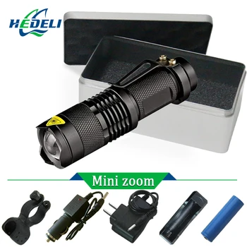

rechargeable mini flashlight led cree xm l2 xml t6 q5 zoom 18650 14500 aa battery Torch worklight work lamp flash light camping